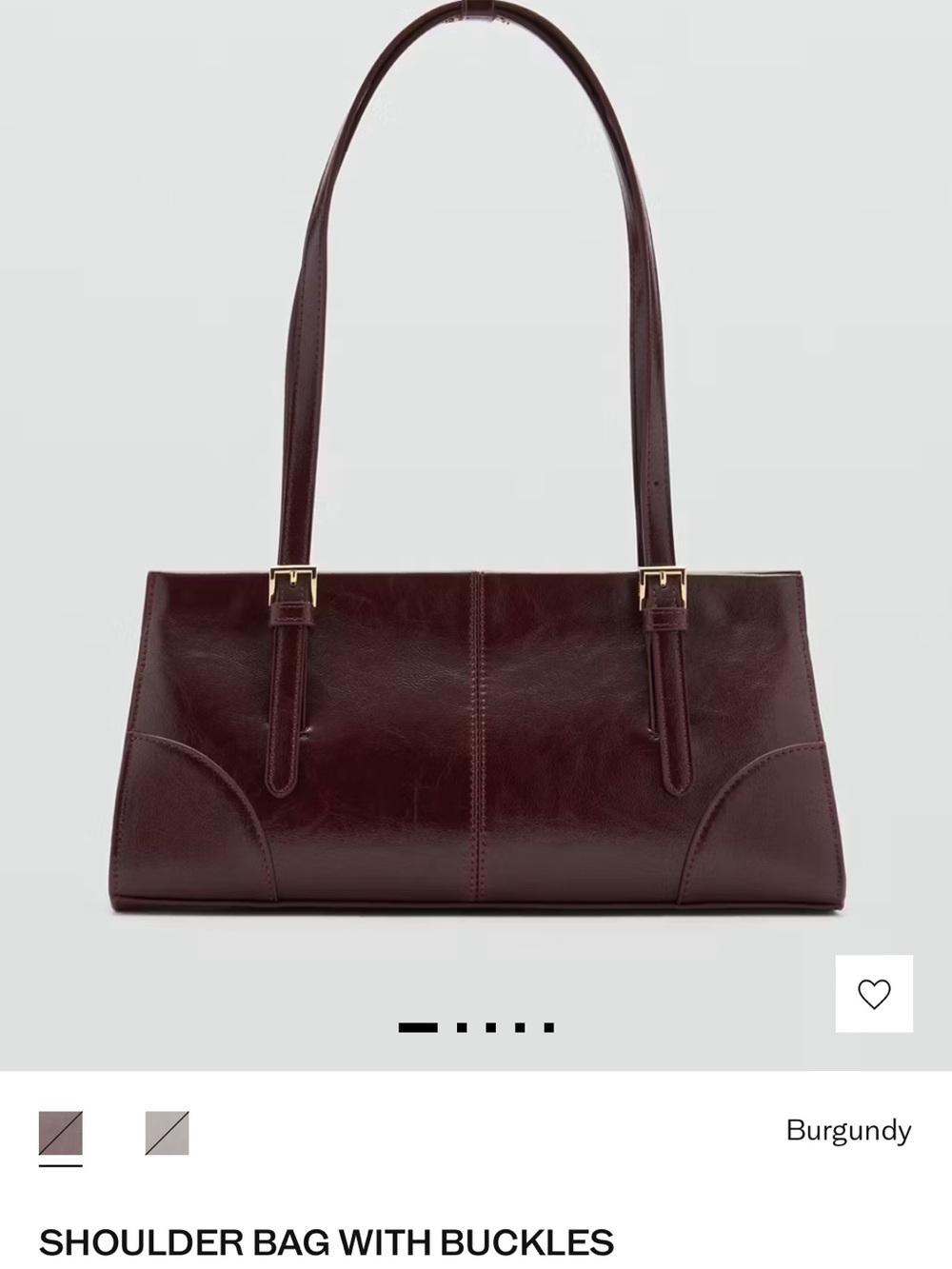 Mango Burgundy Shoulder Bag with Gold Hardware